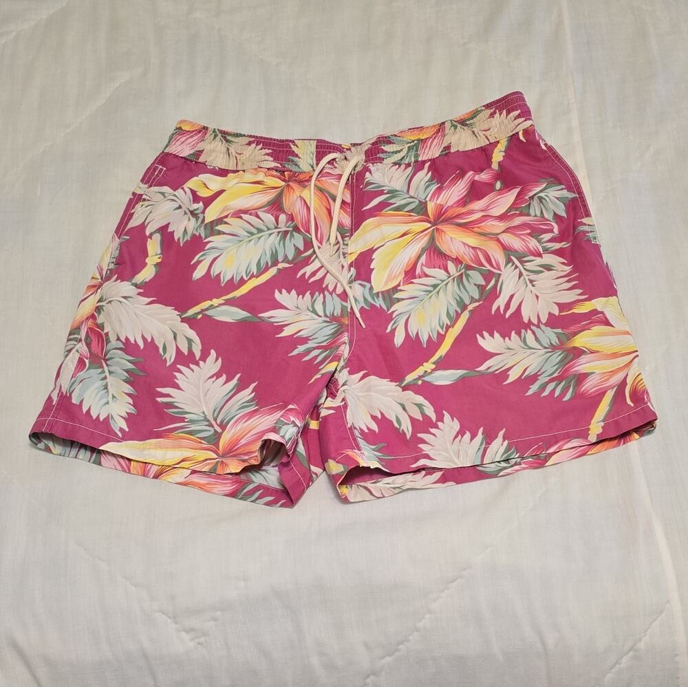 Polo Ralph Lauren Men's XL Swim Trunks Pink Multicolor Floral Tropical Lined